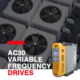HVAC units with fans and ducts, accompanied by a Parker AC30 Variable Frequency Drive, showcasing its design and application in controlling machinery.
